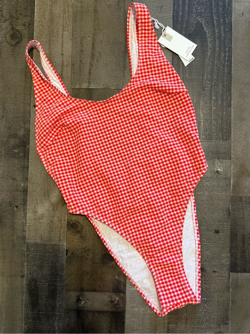 NWT Good American Gingham Khloe One Piece Swimsuit Medium